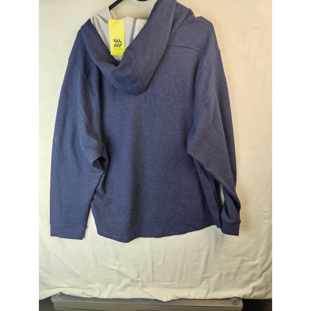 All in Motion Mens Textured Pullover Hoodie Navy Blue Athletic Sweatshirt Large - Picture 7 of 9